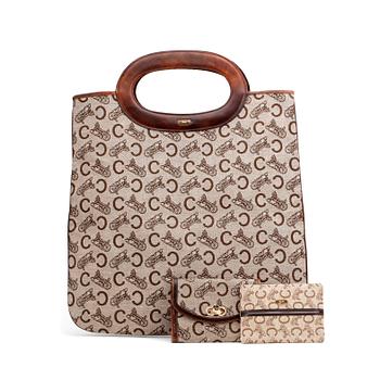 397. CÉLINE, a monogram canvas, bag, wallet and handkerchief case.