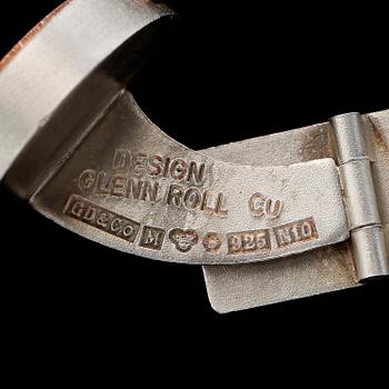 MANSCHETTKNAPPAR, 1 par, sterlingsilver och koppar, Glenn Roll för Guldvaru AB G. Dahlgren & Co, 1987. Vikt ca 27 g.