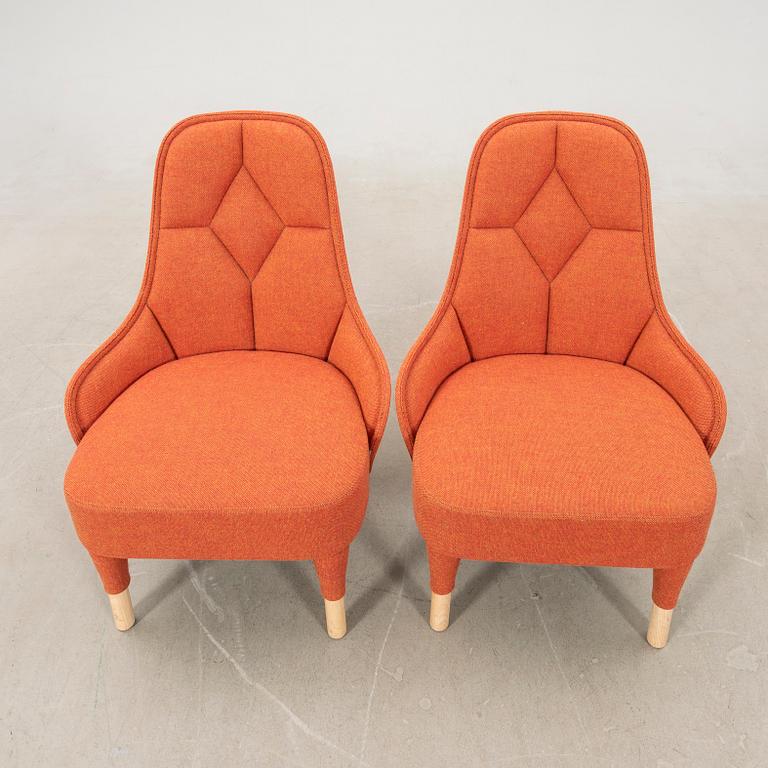 Fredrik Färg & Emma Blanche armchairs a pair of "Emma" contemporary.
