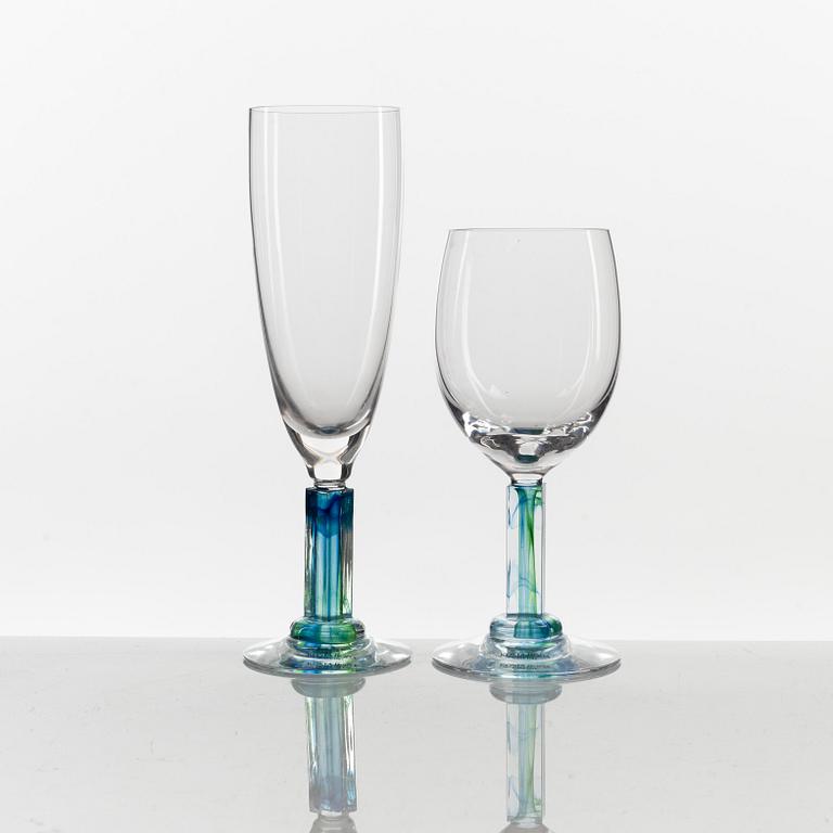 Kjell Engman, a 21-piece 'Nobis' glass service, Kosta Boda.