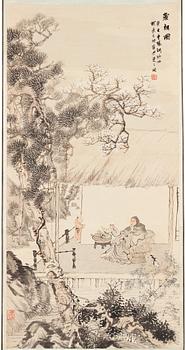 699. A scroll painting, ink an colour on paper, Hu Tiemei (1848-1899).