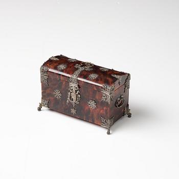 A Baroque tortoiseshell and silver-mounted casket, later part of the 17th century.