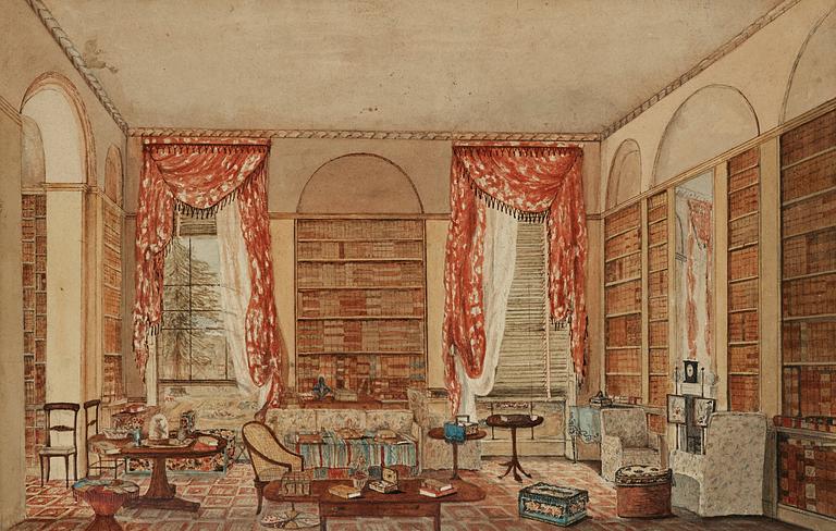 Maria Elisabeth Augusta (Lily) Cartwright, Library at Aynhoe Park.