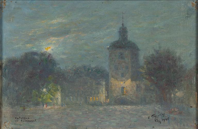 Erik Tryggelin, oil on canvas/panel, signed and dated 1945.