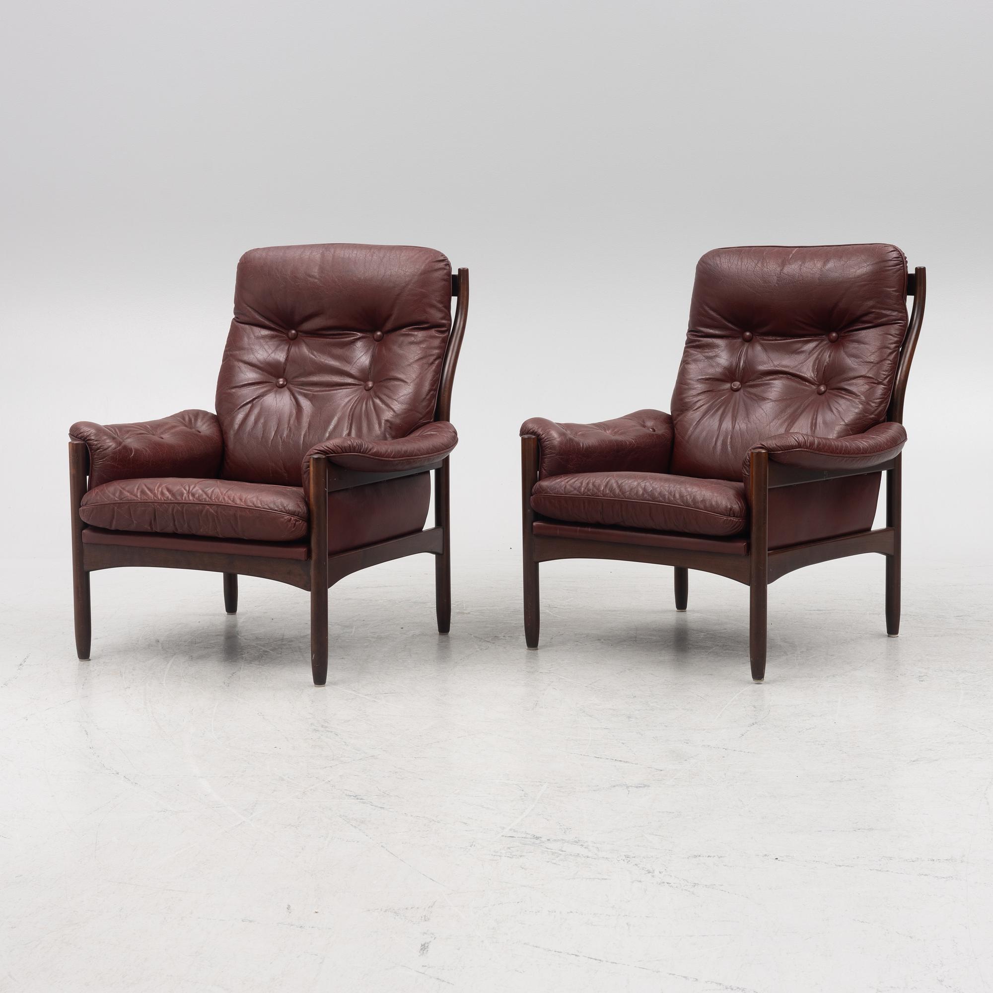 Gunnar Kentemo, a pair of armchairs, Göte Möbler, Sweden, 1970's.