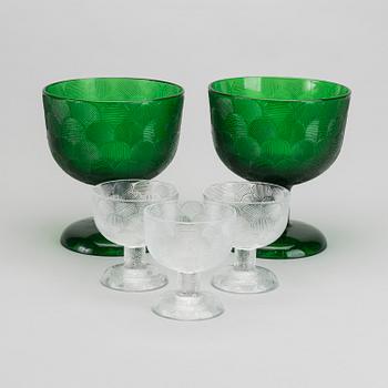 Five "Miranda" glass bowls, Heikki Orvola for Arabia.