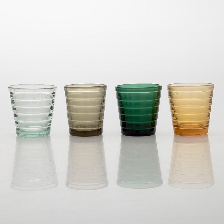 Aino Aalto, a set of ten 1930's '4056 Böljeblick' liquor glasses for Karhula Glassworks.