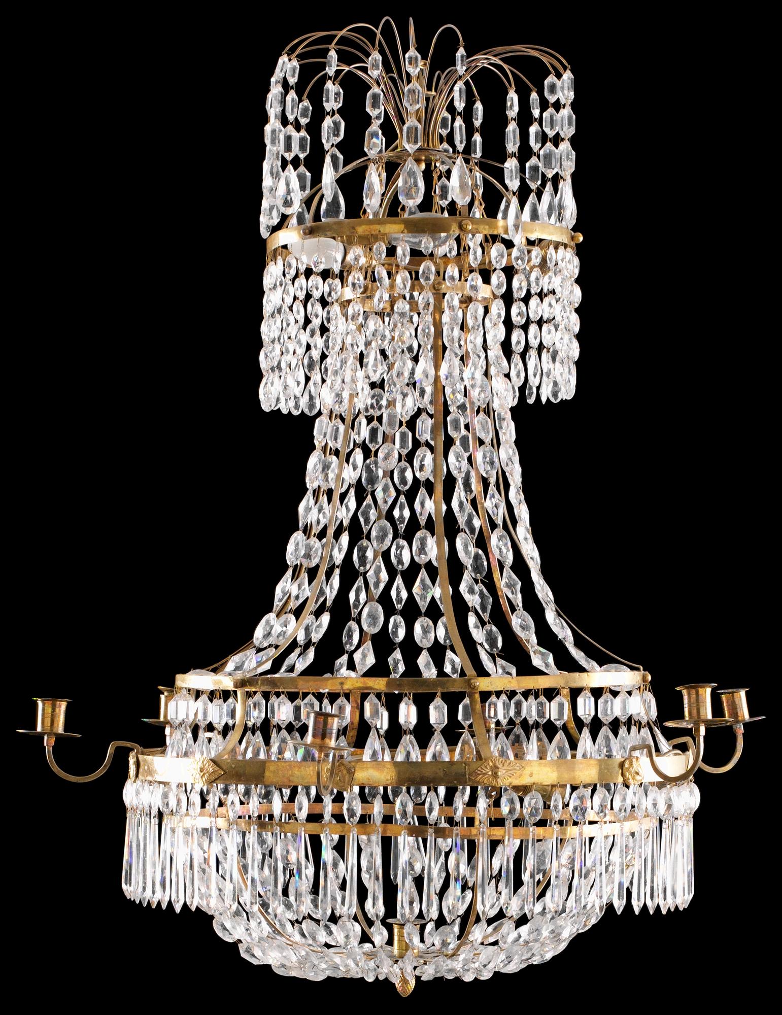 A late Gustavian seven-light chandelier.