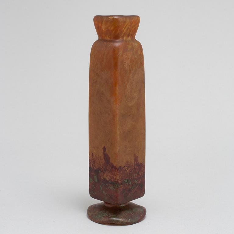 A Daum Art Nouveau enamel painted glass vase, Nancy, France.