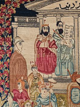 MATTO, an antique Kerman Laver figural, "the Rulers of the World", ca 236,5 x 140,5-143,5 cm.