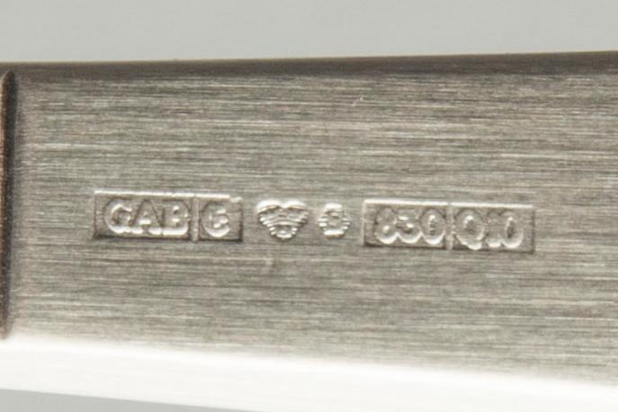 A Swedish 20th century silver set of 18 pcs of Rosenholm Cutlery, mark of GAB Stockholm 1990-tal total weight ca 852 gr.