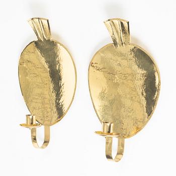 Lars Holmström, wall sconces, a pair, brass, Arvika, 1993.