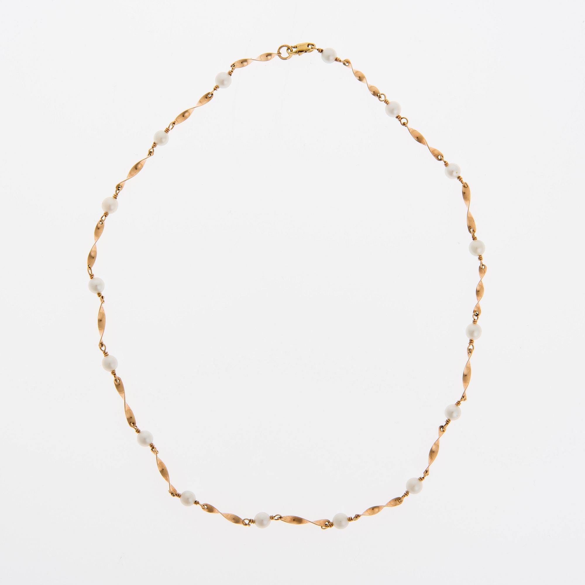 COLLIER, 14K guld, odlade pärlor.