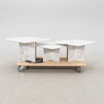 A three pcs marble coffee table late 20th century.