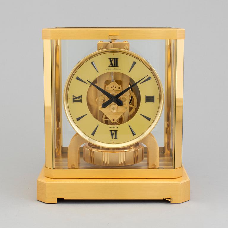 Jaeger Le Coultre Swiss Atmos Clock with round Roman Numeral, gold plated case, serial no 52642. Late 20th century.