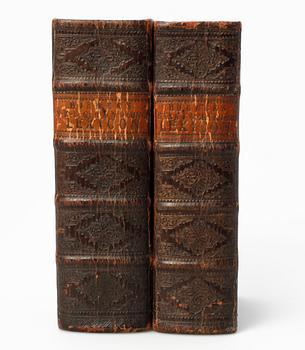 BÖCKER, 2 st, "Curieuses und Reales Natur, Kunst, Berg, Gewerck... Lexicon" samt "Reales Staats Zeitungs... Lexicon" av.