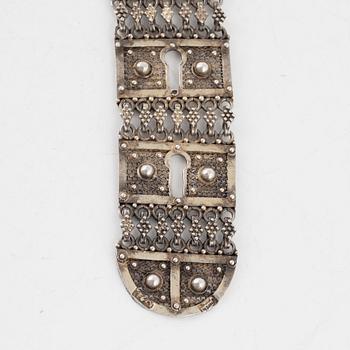 An Ottoman parcel gilt silver belt from Bitlis, mark of Kavafcıyan, around the turn of the 20th Century.