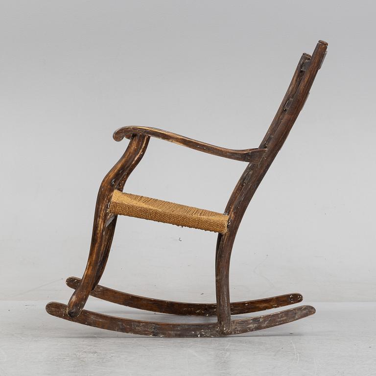 A stained beech rocking chair, Gemla, Diö, 1930-40s.