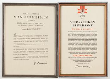 Carl-Gustaf Mannerheim, tryck, Överbefälhavarens dagorder och Fältmarskalk Mannerheims hälsning.