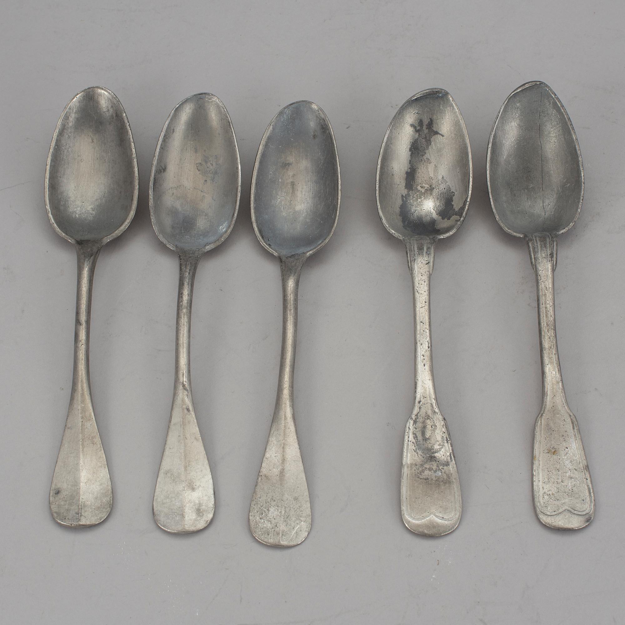 SKEDAR, 17 stycken, tenn, 17/1800-tal.