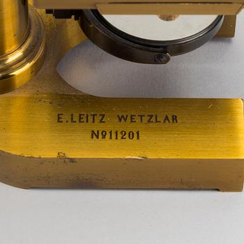 A Leitz Wetzlar monocular brass microscope around 199.