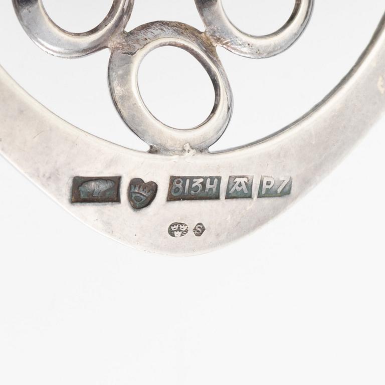 Arm ring and brooch, silver with smoky quartz, Kultasepät Salovaara.