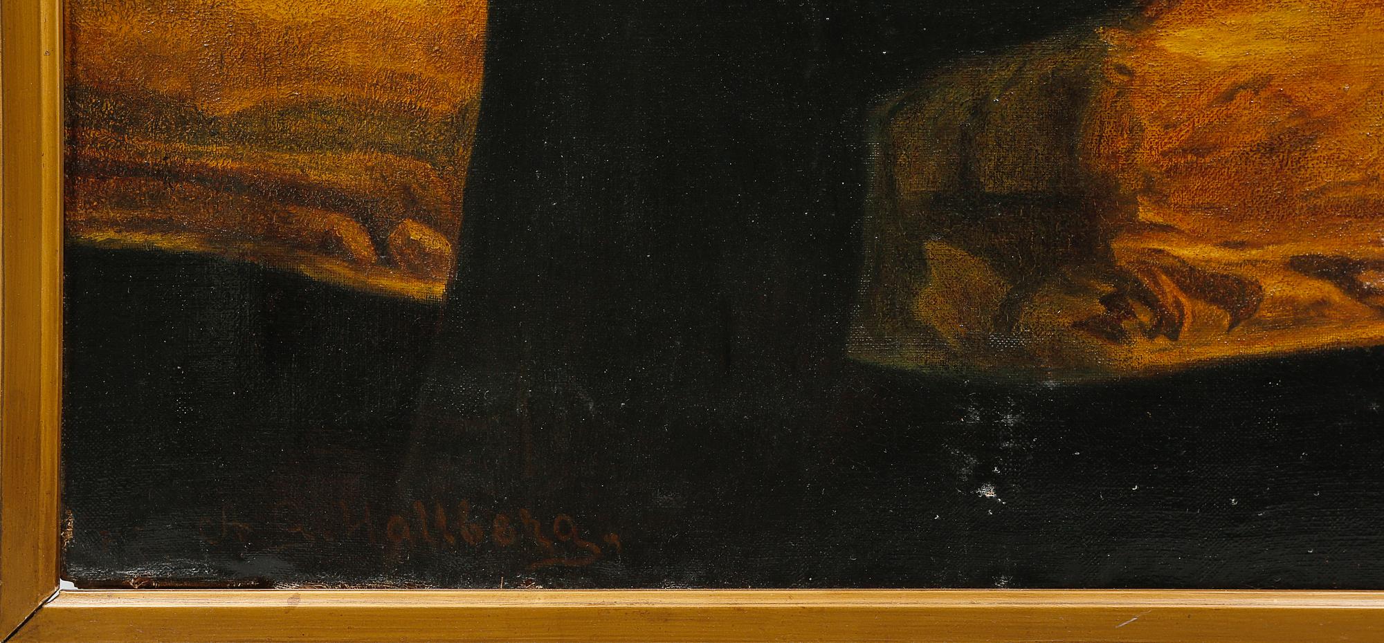 OKÄND KONSTNÄR, olja på duk, signerad A G Hallberg, 1900-talets första hälft.