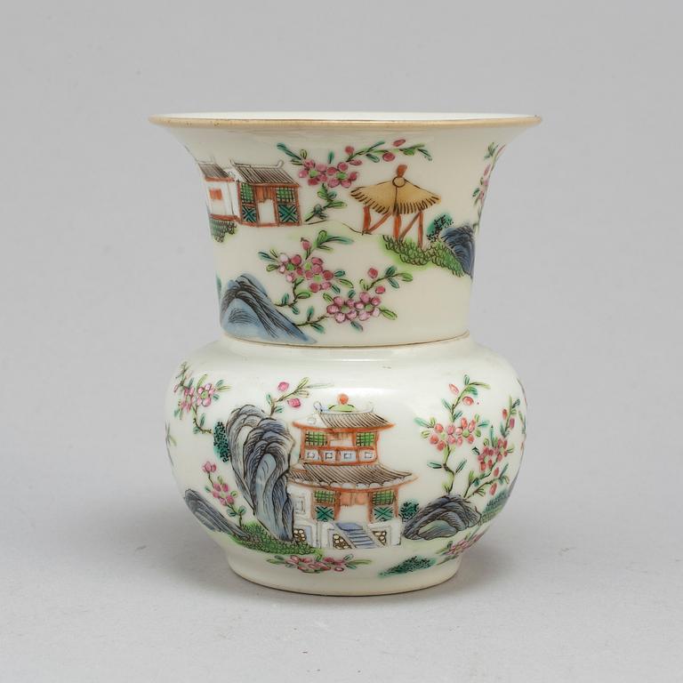 A Chinese famille rose vase in two sections, 20th century.