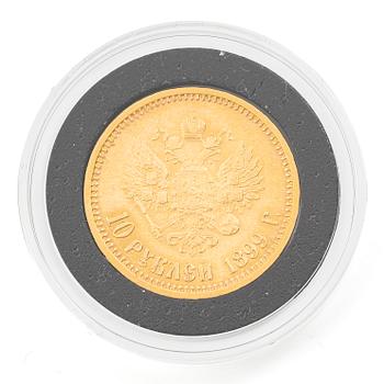 Guldmynt, Ryssland, Nikolaj II, 10 Rubel, 1899.