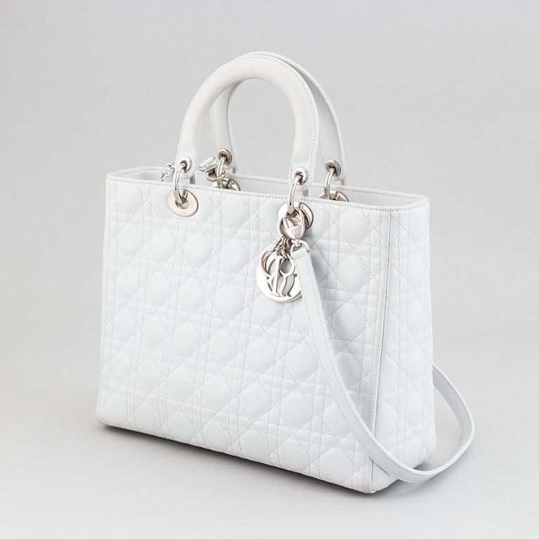 Christian Dior, a white leather 'Lady Dior Large Shopper'.