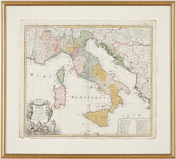 KARTA, "Italia in suos Status divisa ex d'Anvillano Rizzsi Zannonioque....", Homanns efterföljare 1790.