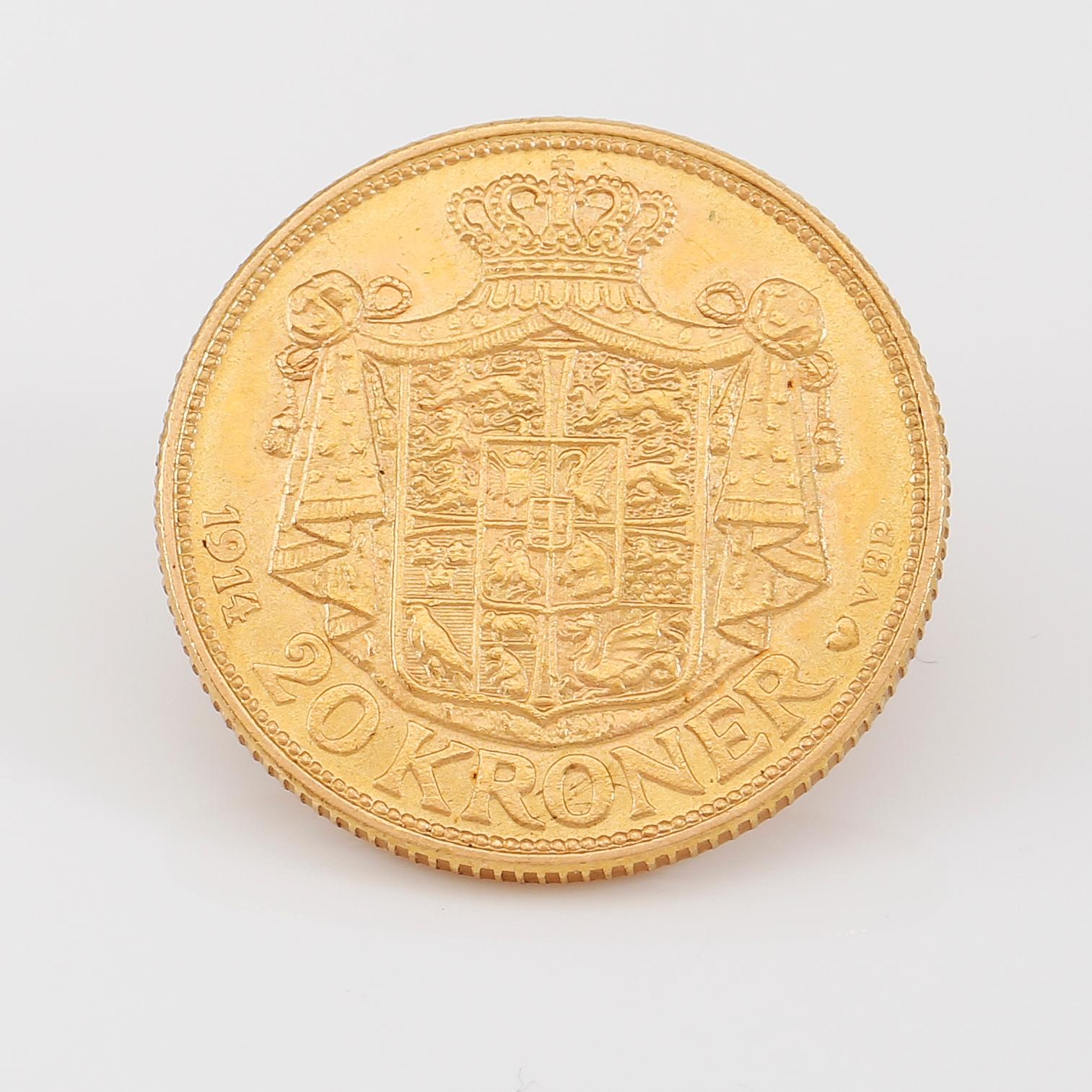 GULDMYNT, 20 kroner, Christian X, Danmark. Vikt ca 9 gram.