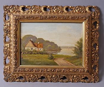 OKÄND KONSTNÄR, olja på pannå, 2 st, monogramsign, Danmark.