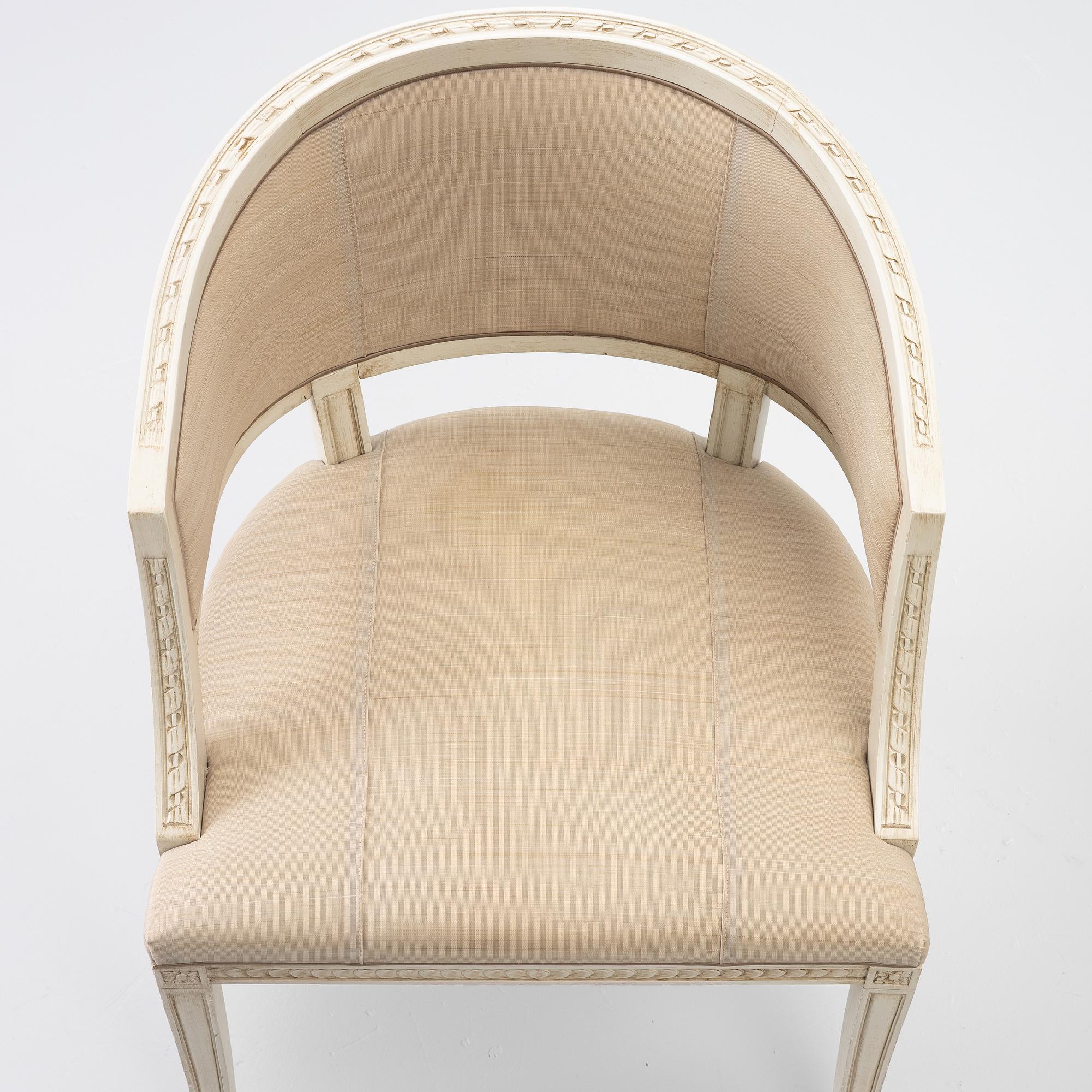 A pair of late-Gustavian style armchairs, late 20th Century.