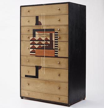 Ingegerd Torhamn, a modernist painted and decorated chest of drawers, Sweden ca 1930.