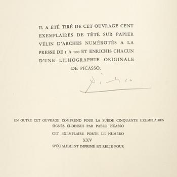 Pablo Picasso, bok, La Guerre et la Paix, signerad upplaga 25/50.