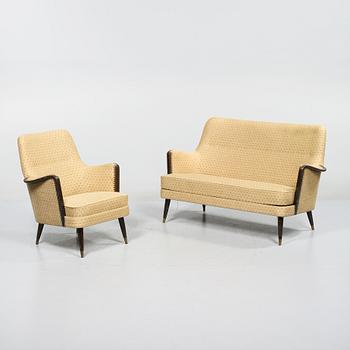 SOFFA OCH FÅTÖLJ, 1950-tal.