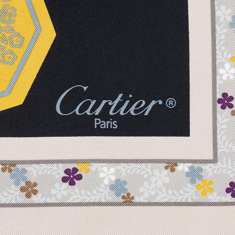 Cartier, a twill silk '13 rue de la paix' scarf.