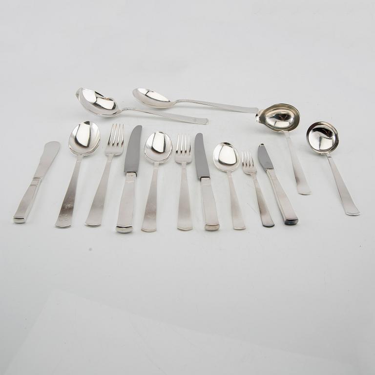 Jacob Ängman, cutlery 132 pcs "Rosenholm" silver GAB 1950s/60s.