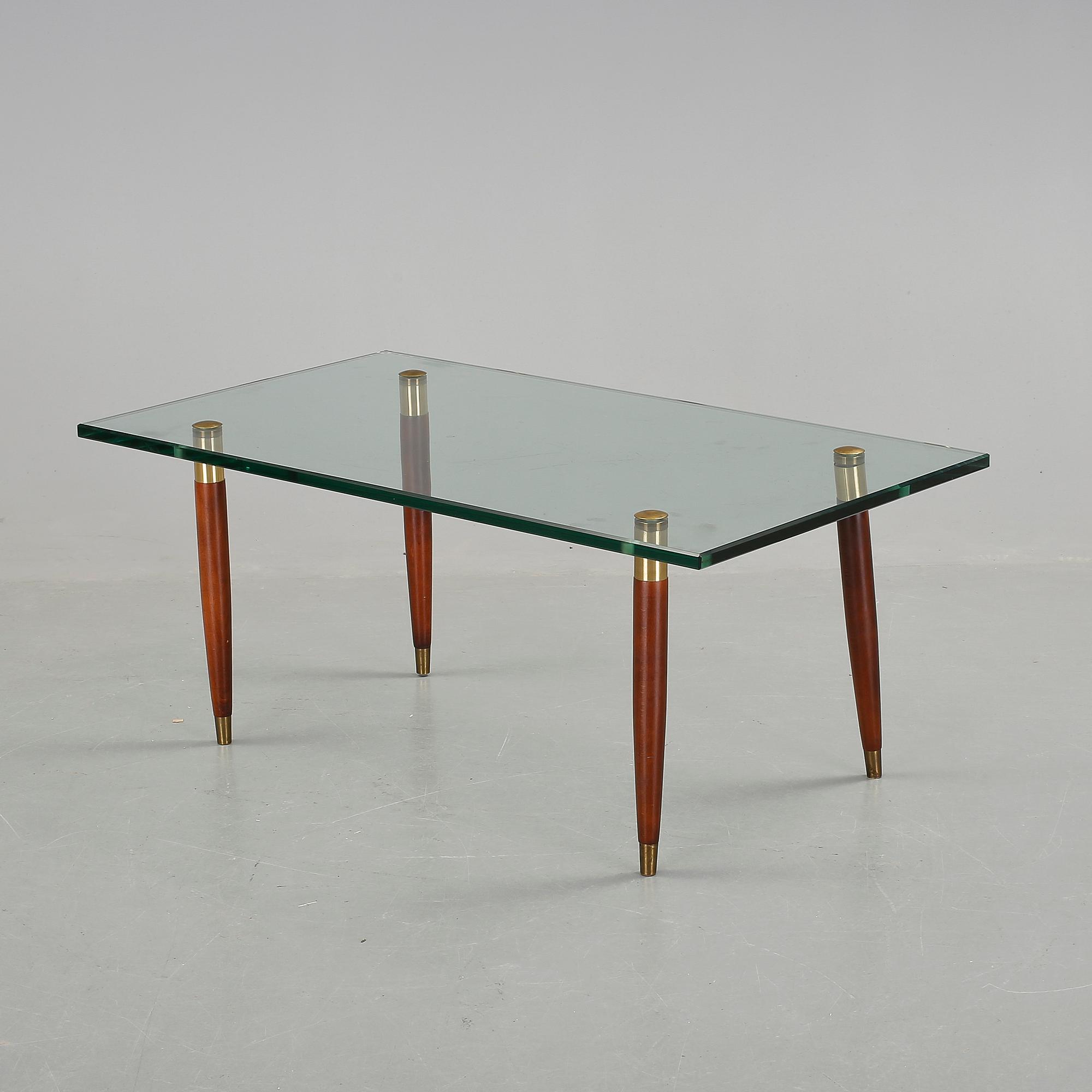 SOFFBORD, Danmark, glas och mahogny, 1950-60-tal.