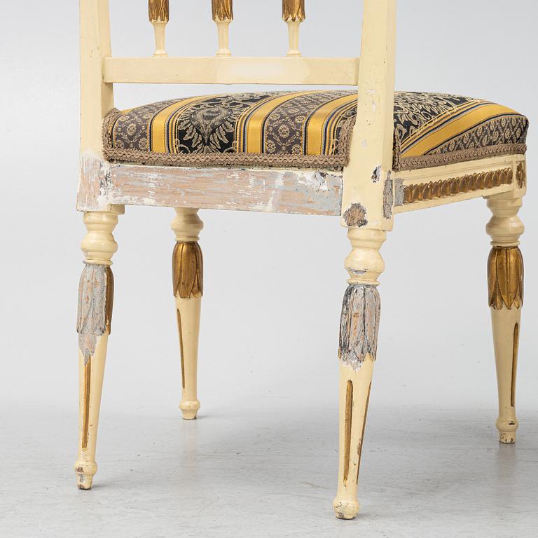 A set of four late Gustavian chairs, Stockholm, circa 1800.