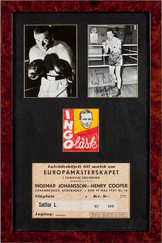 AUTOGRAFER, 2 st, Ingemar Johansson samt Henry Cooper. Biljetten dat 1957.