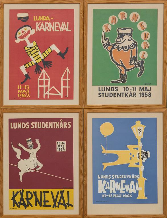 AFFISCHER, 5 st, "Karnevalen Lund". 1950-1966.