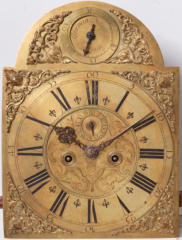 Golvur, märkt Herman Dreyer Holmia, Sverige 1700-talets mitt, Senbarock.