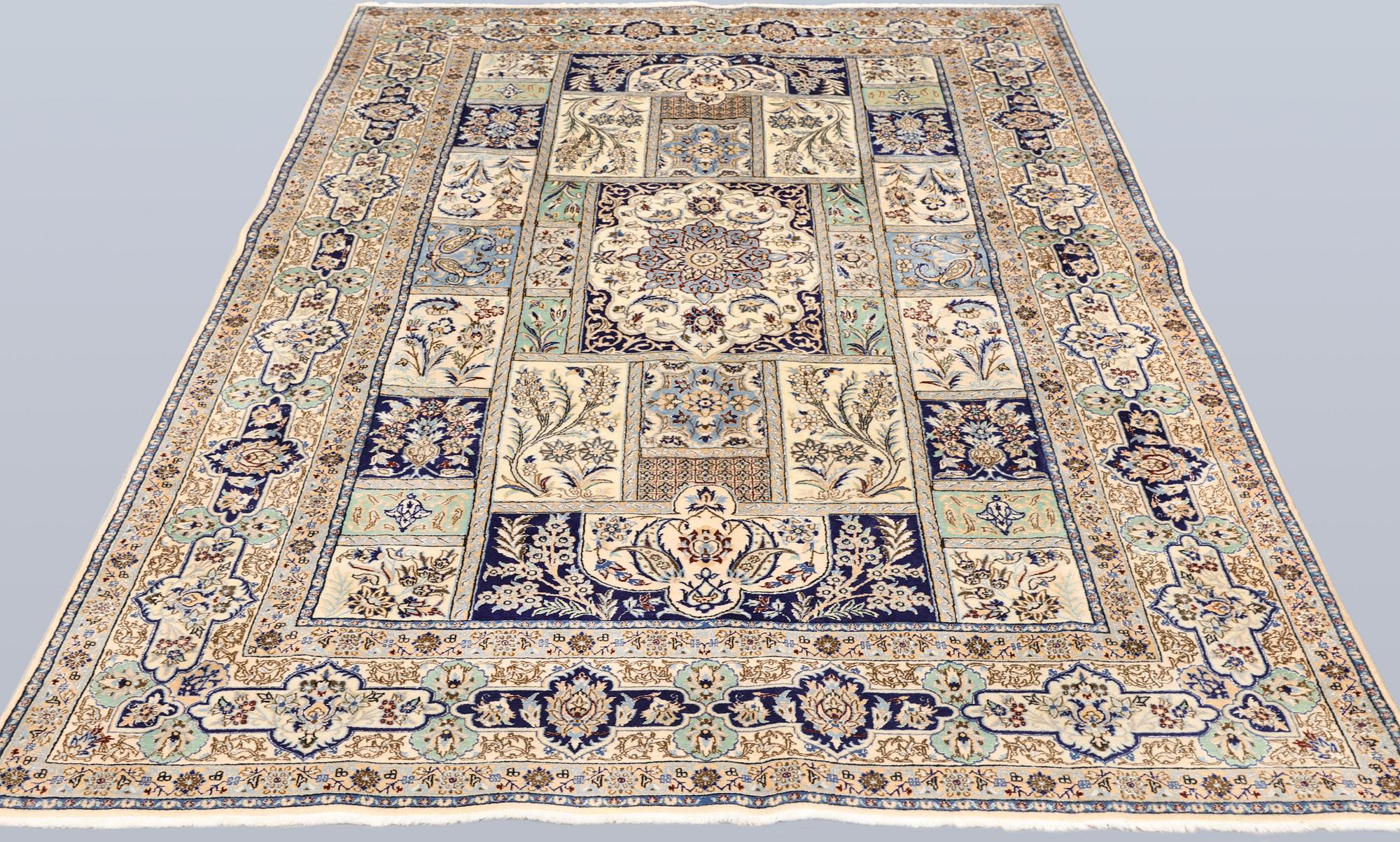A part silk Naincarpet, so-called 6LAA, approx. 244 x 165 cm.