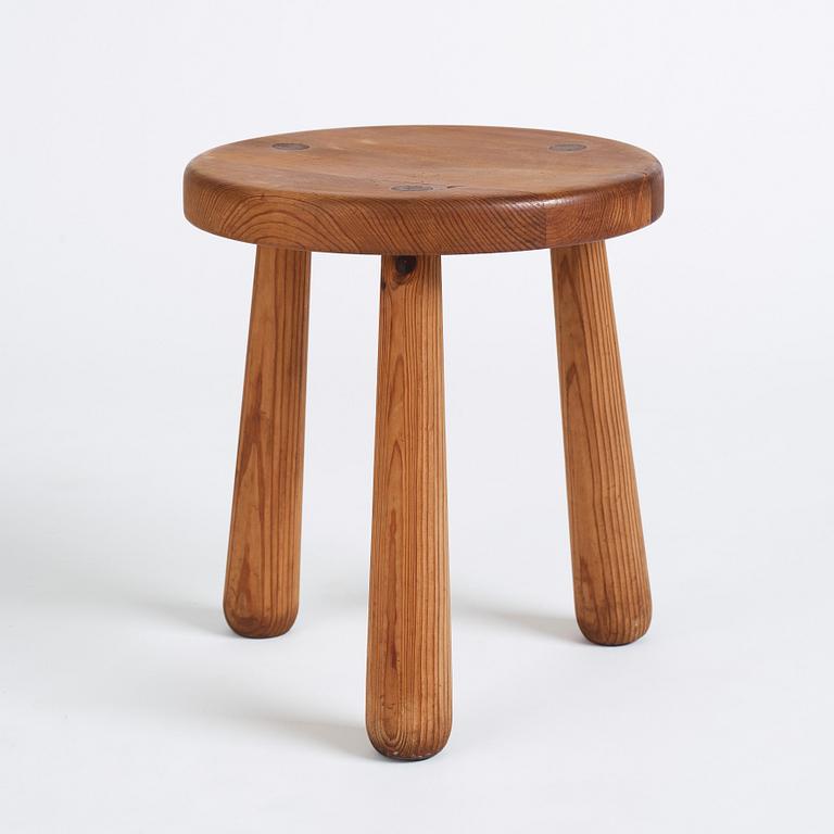 Axel Einar Hjorth, a stained pine 'Utö' stool, Nordiska Kompaniet, Sweden 1930s.