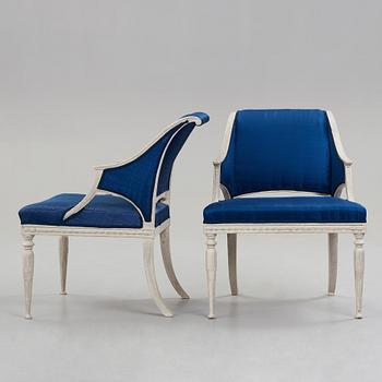 A pair of late Gustavian armchairs by Ephraim Ståhl (master in Stockholm 1794-1820), circa 1800.