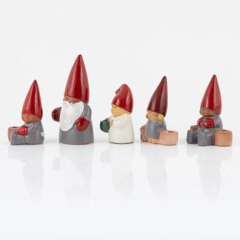 Lisa Larson, figuriner, 5 st, stengods, 1900-talets senare hälft.