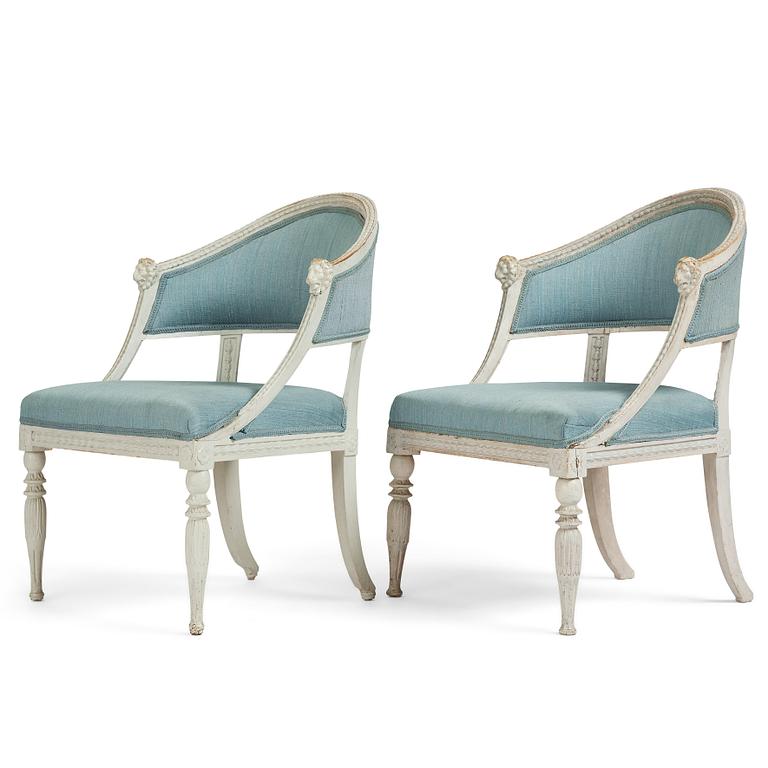 A matched pair of late Gustavian armchairs.