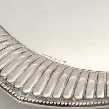 K ANDERSON, an Empire style silver tray from Stockholm, 1895.